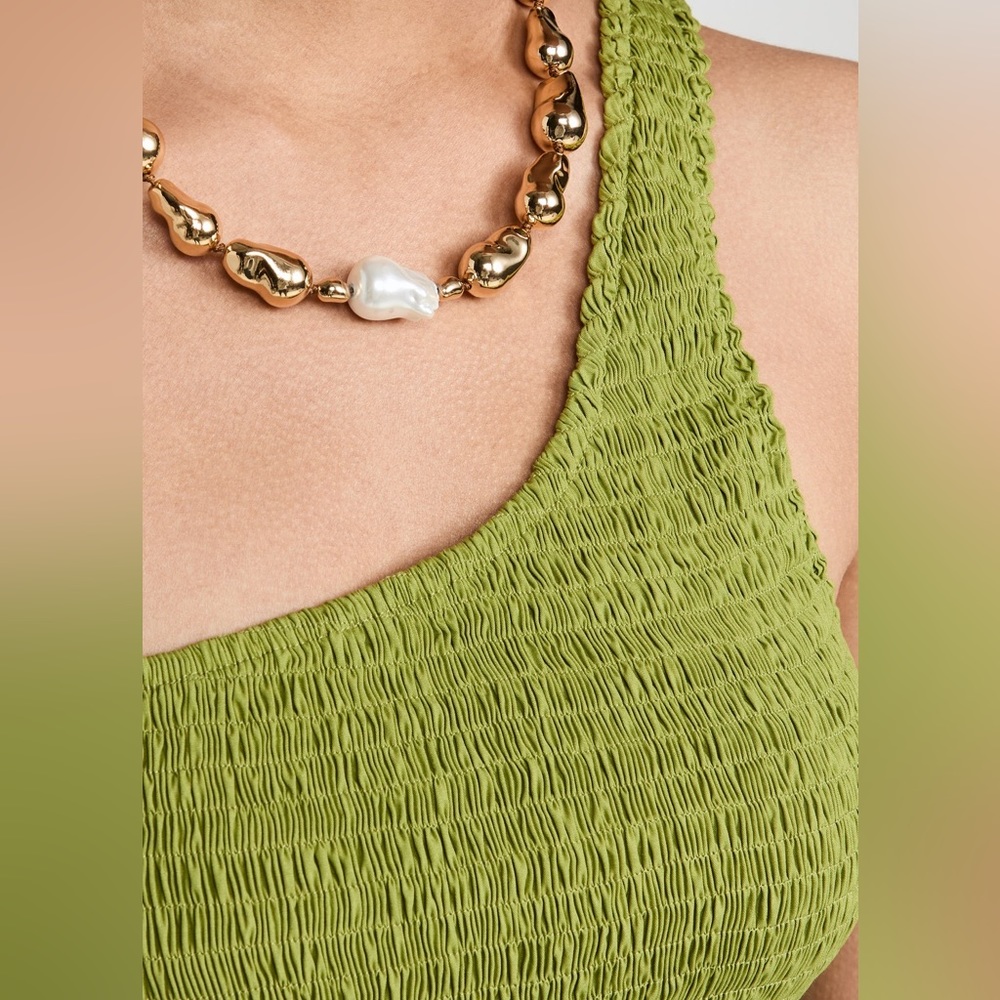 Like New S/W/F Lime Yellow Green Asymmetric Maxi Dress Smocked - Picture 4 of 8